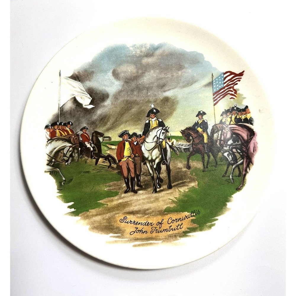 Surrender of Cornwallis John Trumbull Mid State Ceramic Patriotic Plate Trivet